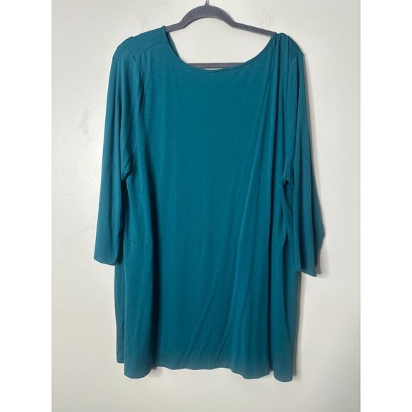 J. Jill Wearever Collection Blue Green Tunic Womens XL Boho Top Flowy Casual - Picture 2 of 7